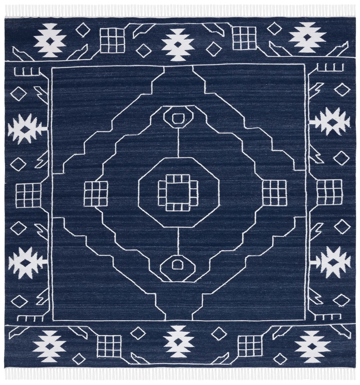 Safavieh Kilim 7'-0" x 7'-0" Rug in Navy / Ivory