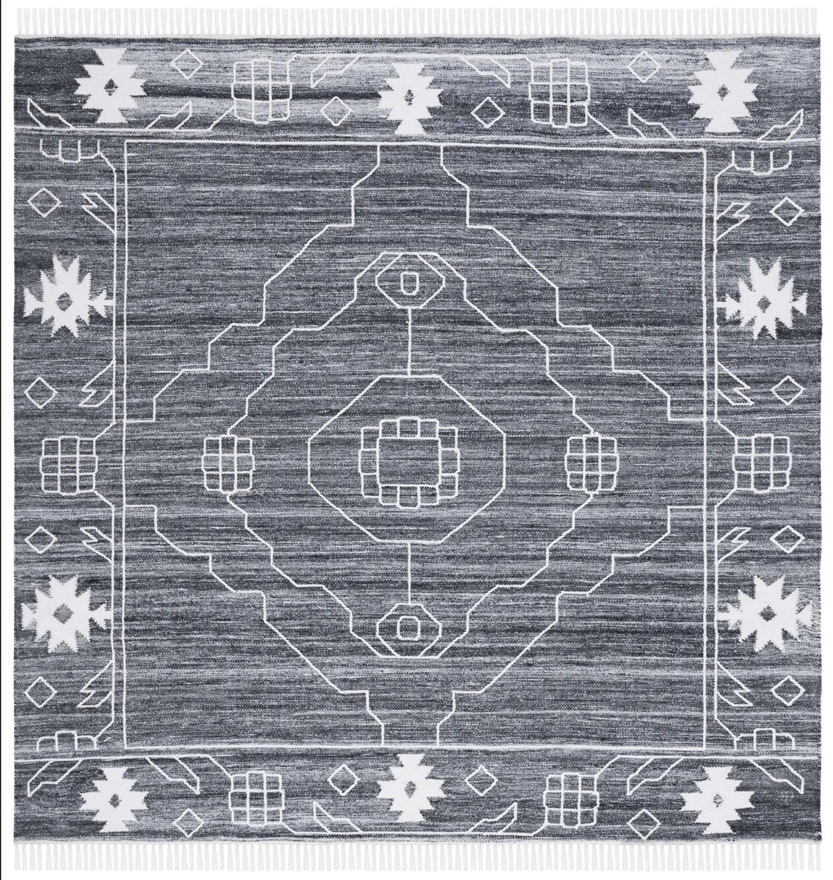 Safavieh Kilim 7'-0" x 7'-0" Rug in Black / Ivory