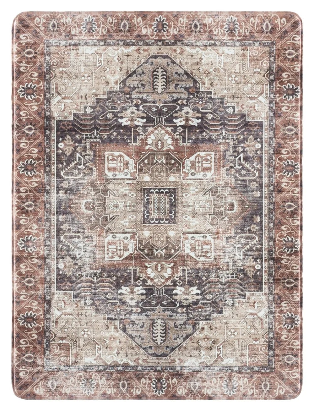 Safavieh Kitchen Mat 100 1'-6" x 2'-0" Rug in Ivory / Purple