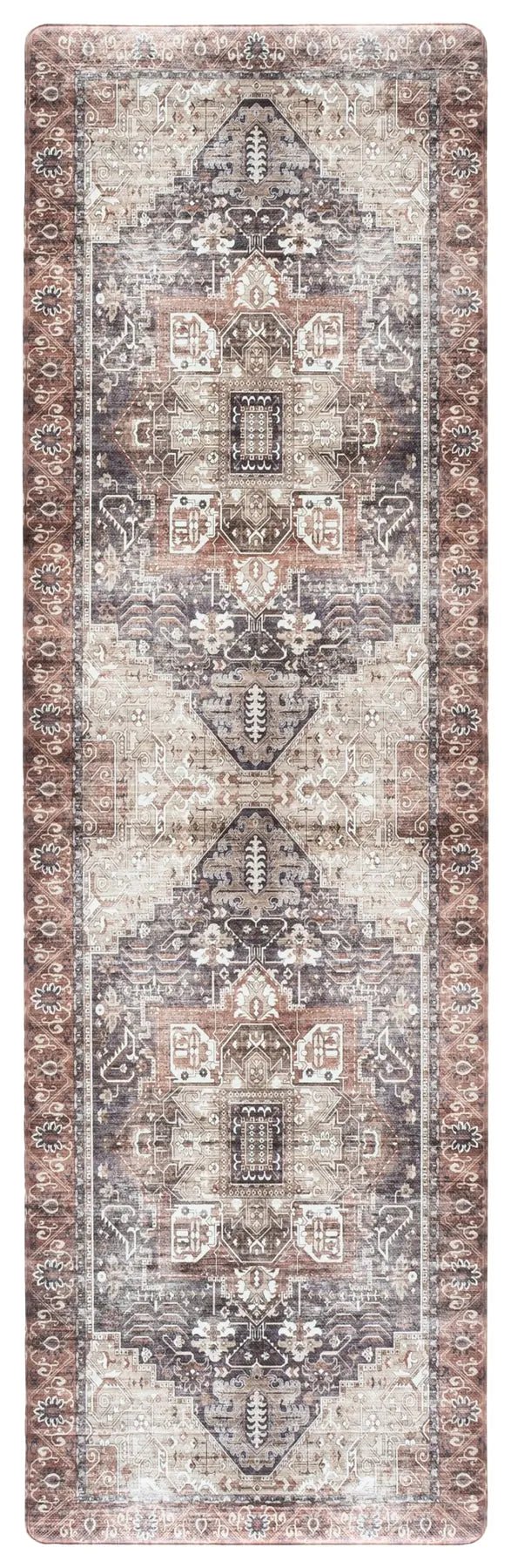 Safavieh Kitchen Mat 100 1'-6" x 5'-0" Rug in Ivory / Purple