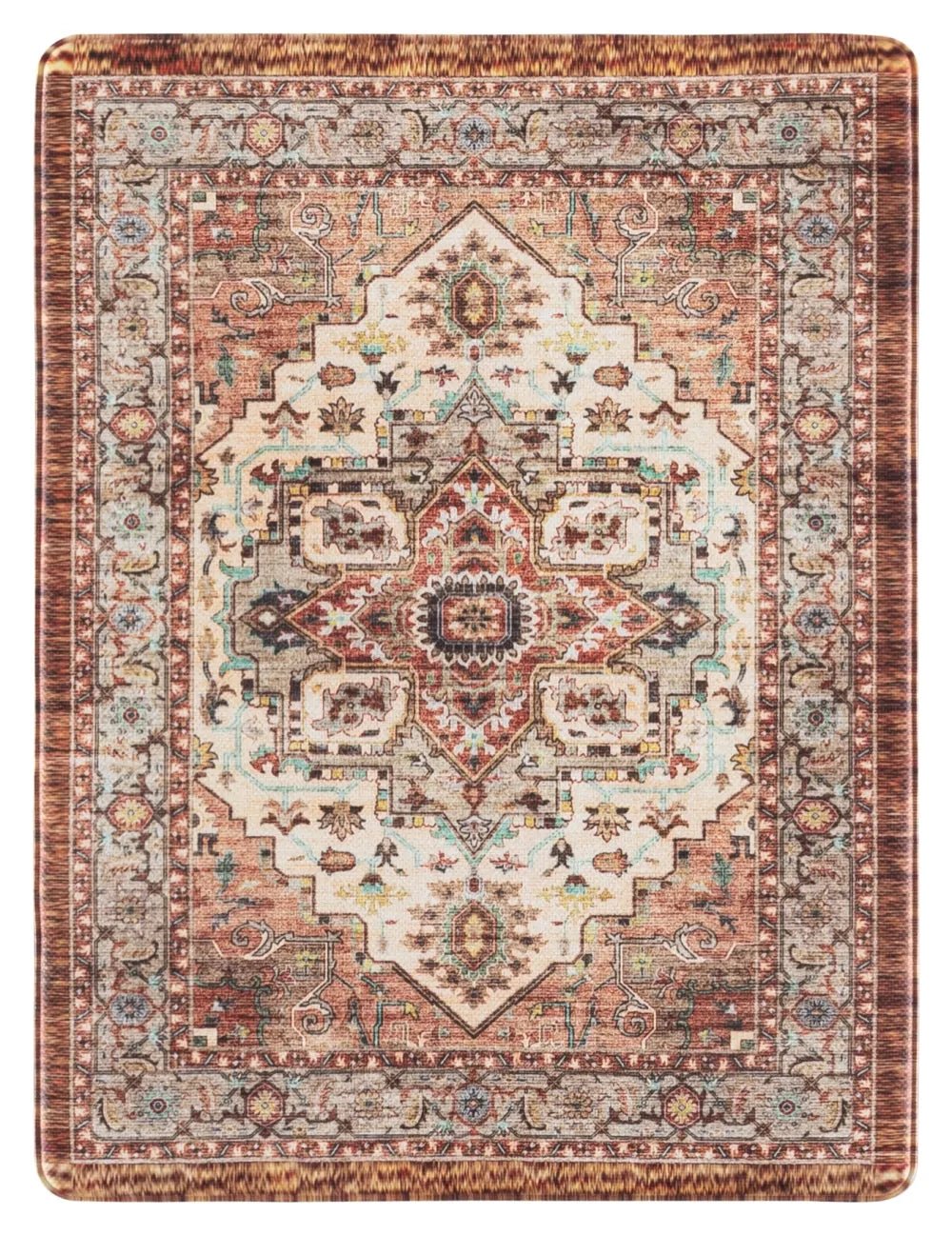 Safavieh Kitchen Mat 100 1'-6" x 2'-0" Rug in Ivory / Rust
