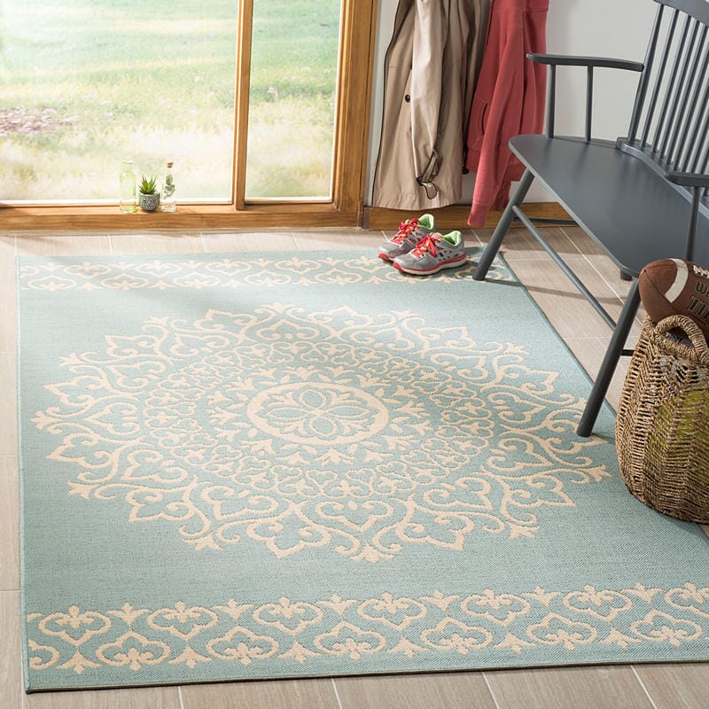 Safavieh Linden Lnd183L Cream / Aqua Rugs - Safavieh - lnd183l - 4