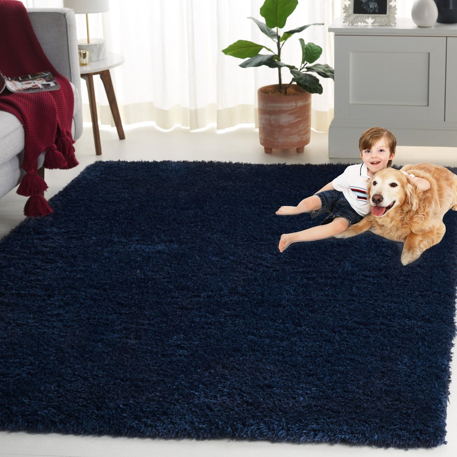 Safavieh Lindsay Shag Lns560N Navy Rug - Safavieh - lns560n - 7r