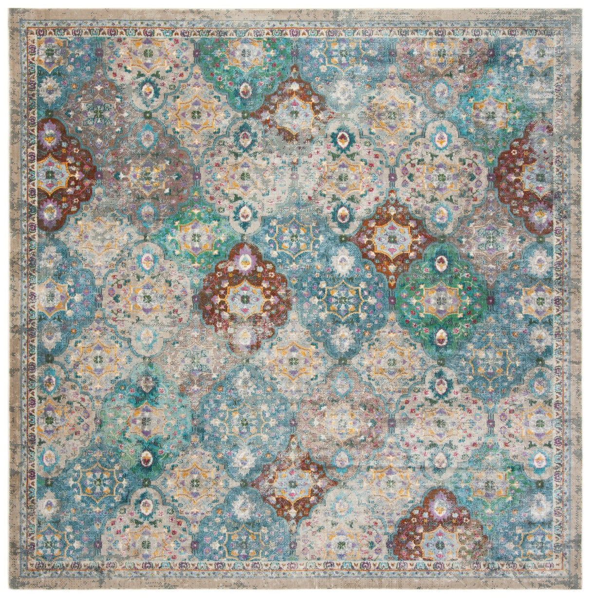 Safavieh Luxor Lux329A Ivory/Turquoise Rug - Safavieh - lux329a - 7sq