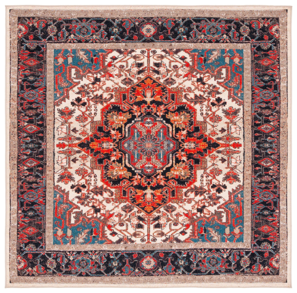Safavieh Machine Washable Journey Jny107A Ivory/Red Rug - Safavieh - jny107a - 7sq