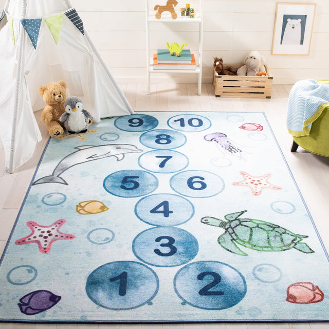 Safavieh Machine Washable Kids Playhouse Kph217M Blue/Grey Rug - Safavieh - kph217m - 3