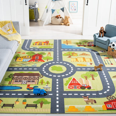 Safavieh Machine Washable Kids Playhouse Kph232Y Light Green/Dark Grey Rug - Safavieh - kph232y - 5r