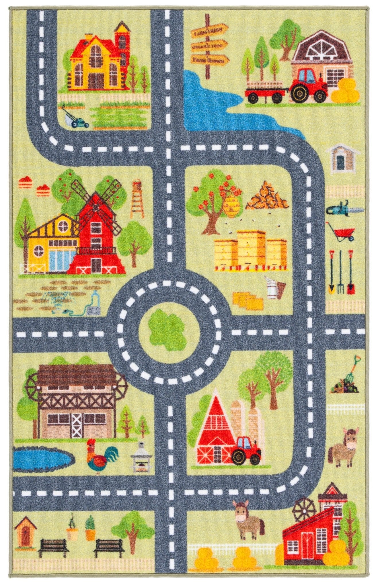 Safavieh Machine Washable Kids Playhouse Kph232Y Light Green/Dark Grey Rug - Safavieh - kph232y - 5r