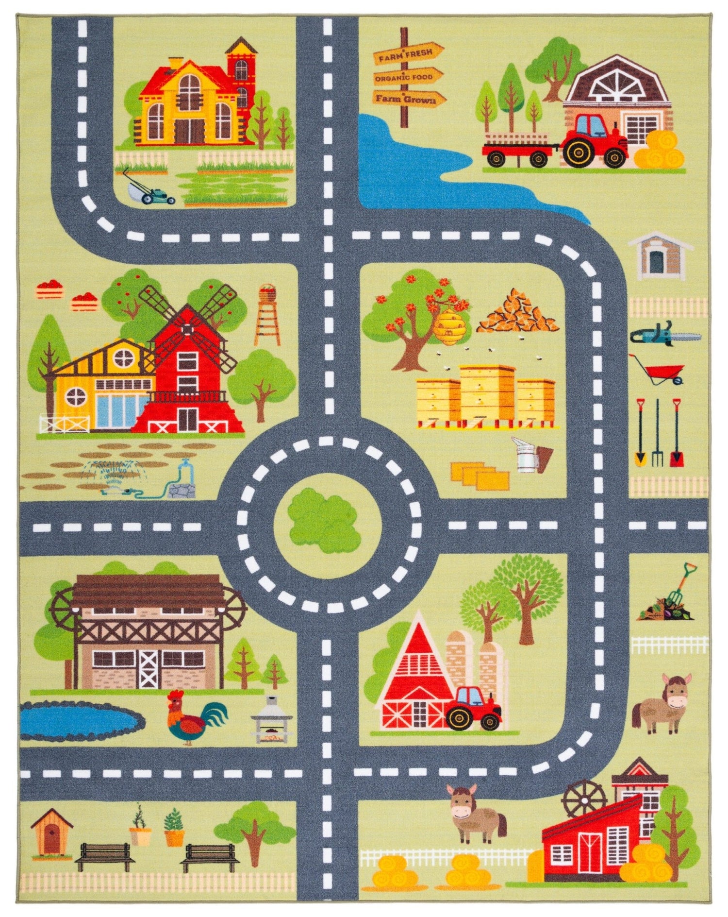Safavieh Machine Washable Kids Playhouse Kph232Y Light Green/Dark Grey Rug - Safavieh - kph232y - 5r