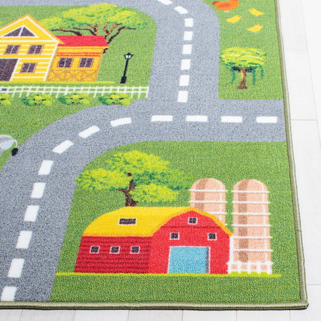 Safavieh Machine Washable Kids Playhouse Kph235Y Dark Green/Light Grey Rug - Safavieh - kph235y - 5r