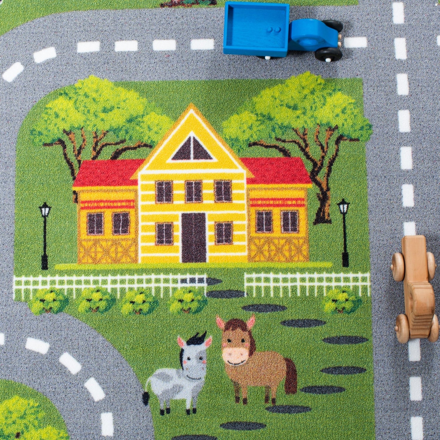 Safavieh Machine Washable Kids Playhouse Kph235Y Dark Green/Light Grey Rug - Safavieh - kph235y - 5r