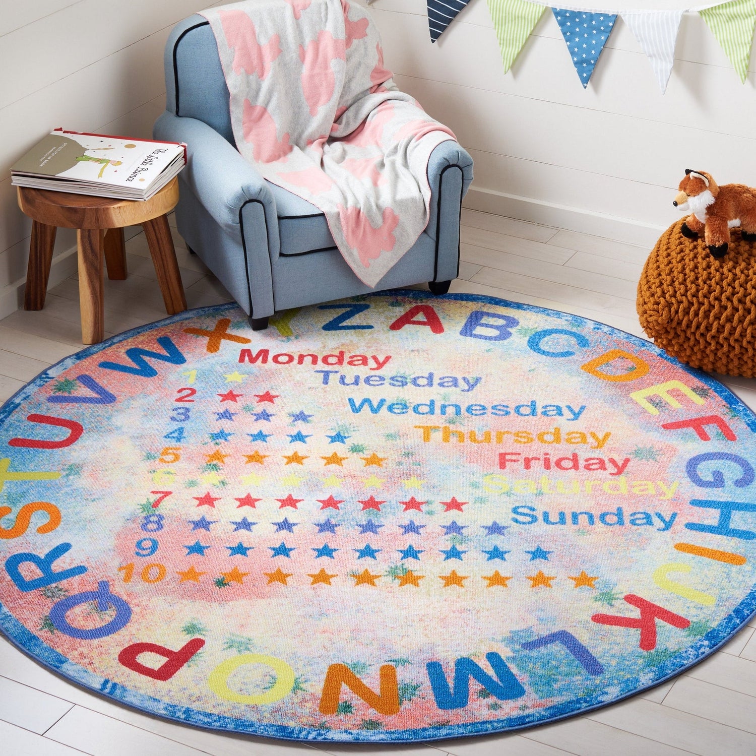 Safavieh Machine Washable Kids Playhouse Kph251M Blue/Orange Rug - Safavieh - kph251m - 5r