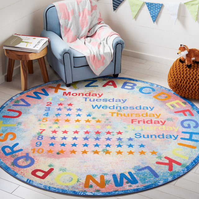 Safavieh Machine Washable Kids Playhouse Kph251M Blue/Orange Rug - Safavieh - kph251m - 5r