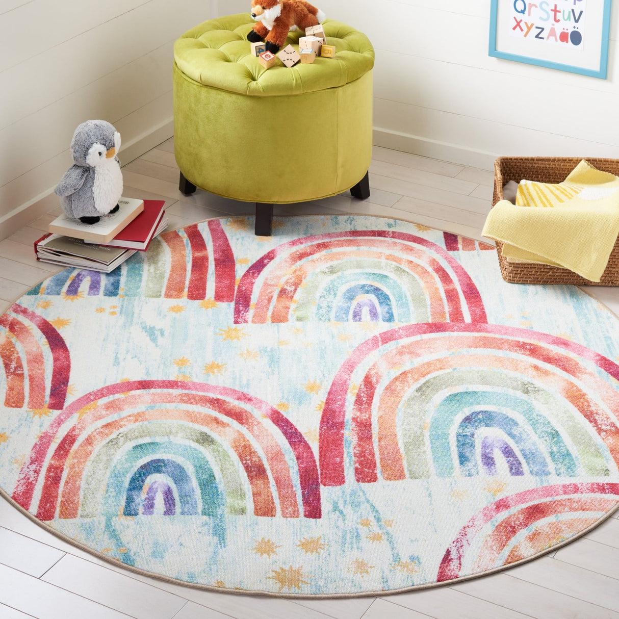 Safavieh Machine Washable Kids Playhouse Kph252M Blue/Ivory Rug - Safavieh - kph252m - 5r