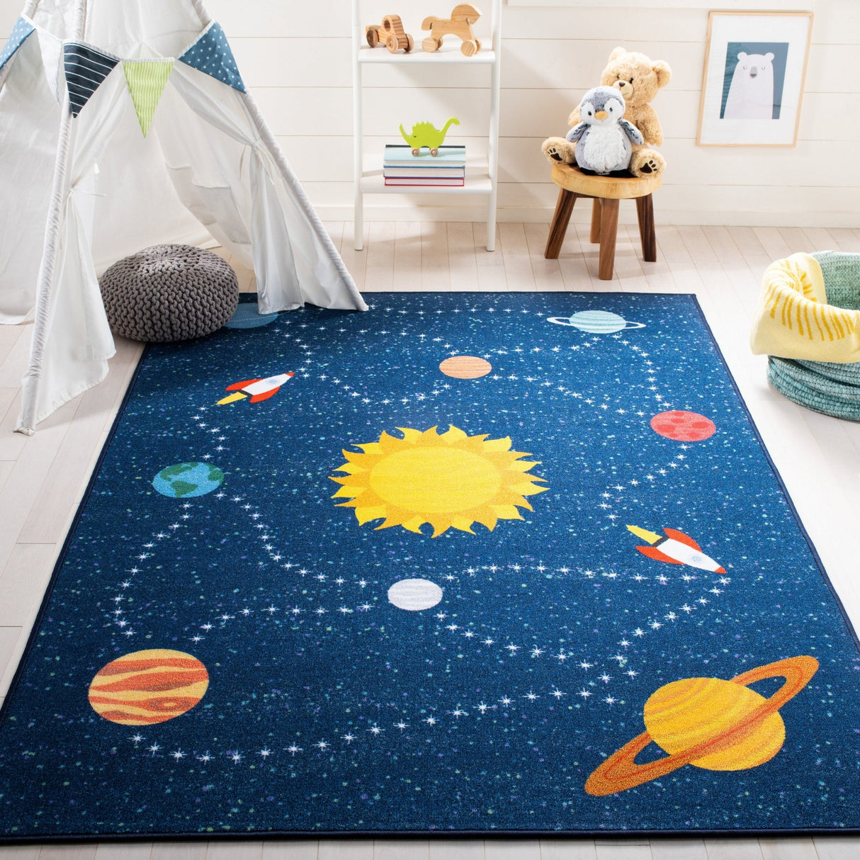 Safavieh Machine Washable Kids Playhouse Kph253N Navy/Gold Rug - Safavieh - kph253n - 3