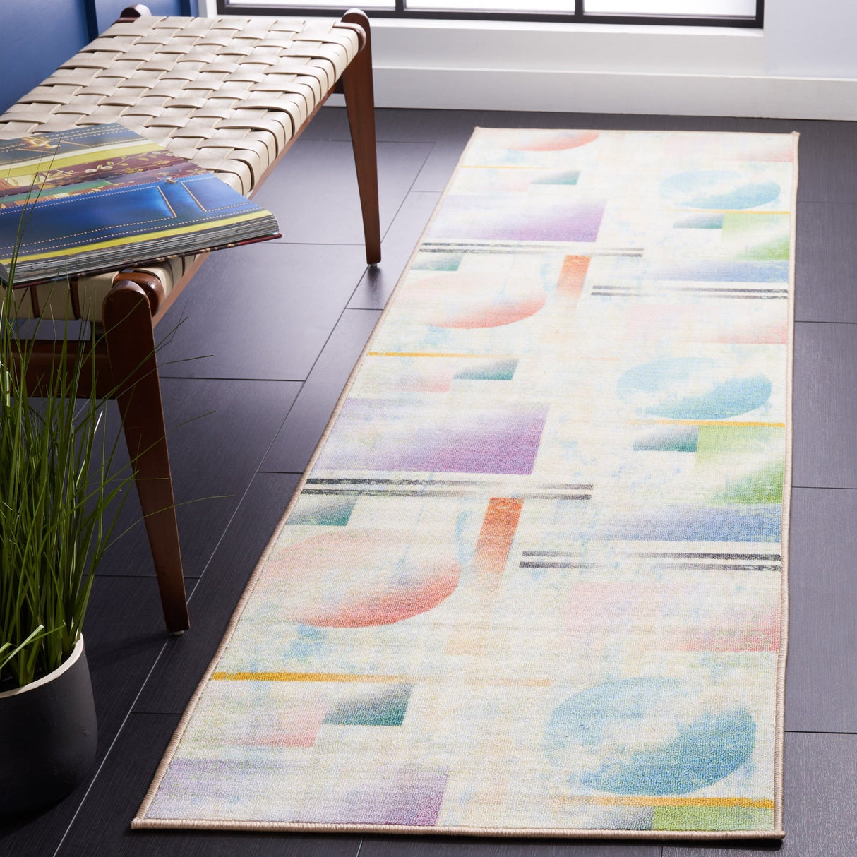 Safavieh Machine Washable Paint Brush Ptb107M Blue/Ivory Rug - Safavieh - ptb107m - 7r