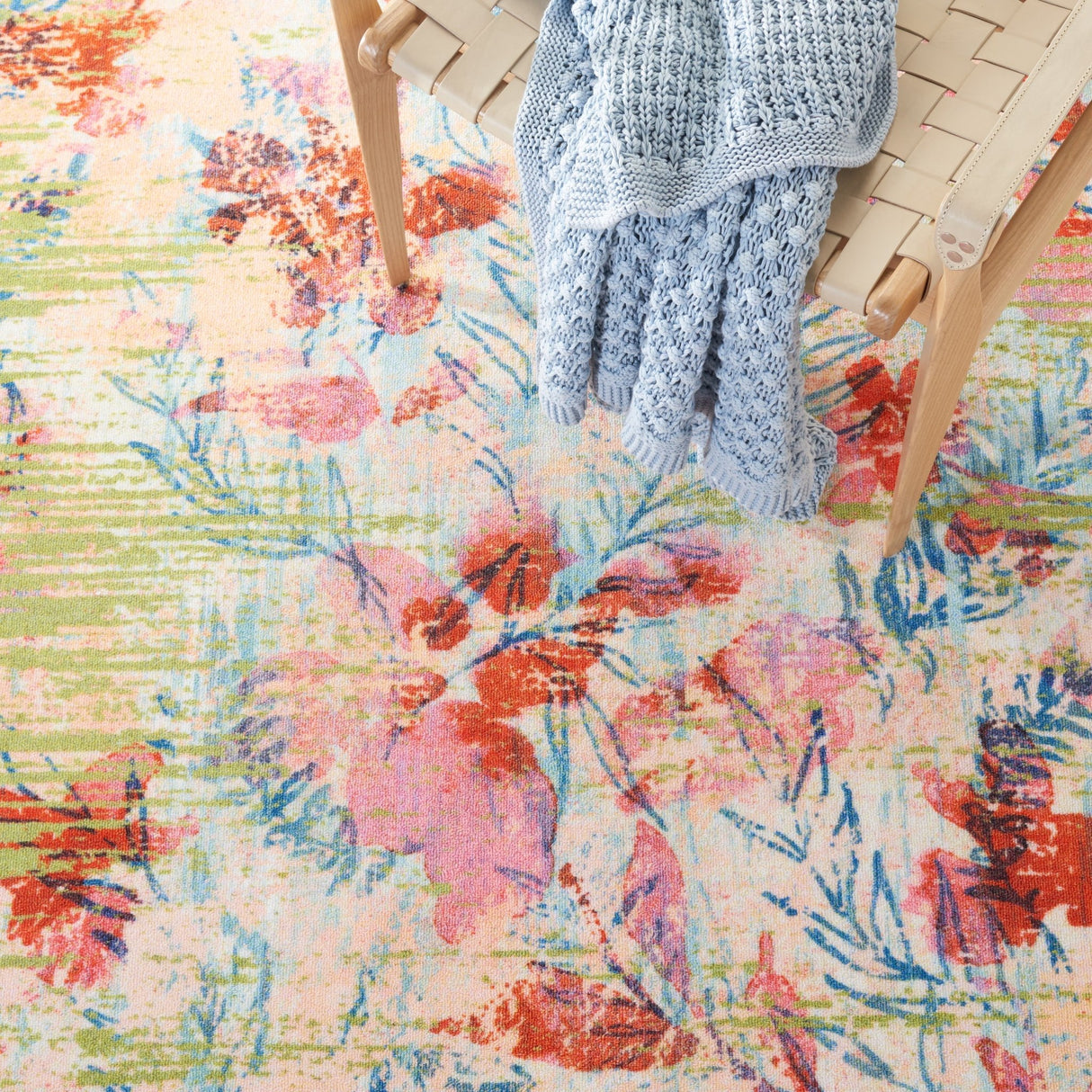 Safavieh Machine Washable Paint Brush Ptb159M Blue/Blush Pink Rug - Safavieh - ptb159m - 28