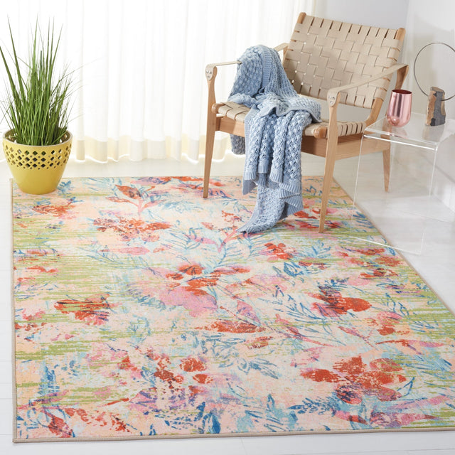 Safavieh Machine Washable Paint Brush Ptb159M Blue/Blush Pink Rug - Safavieh - ptb159m - 3
