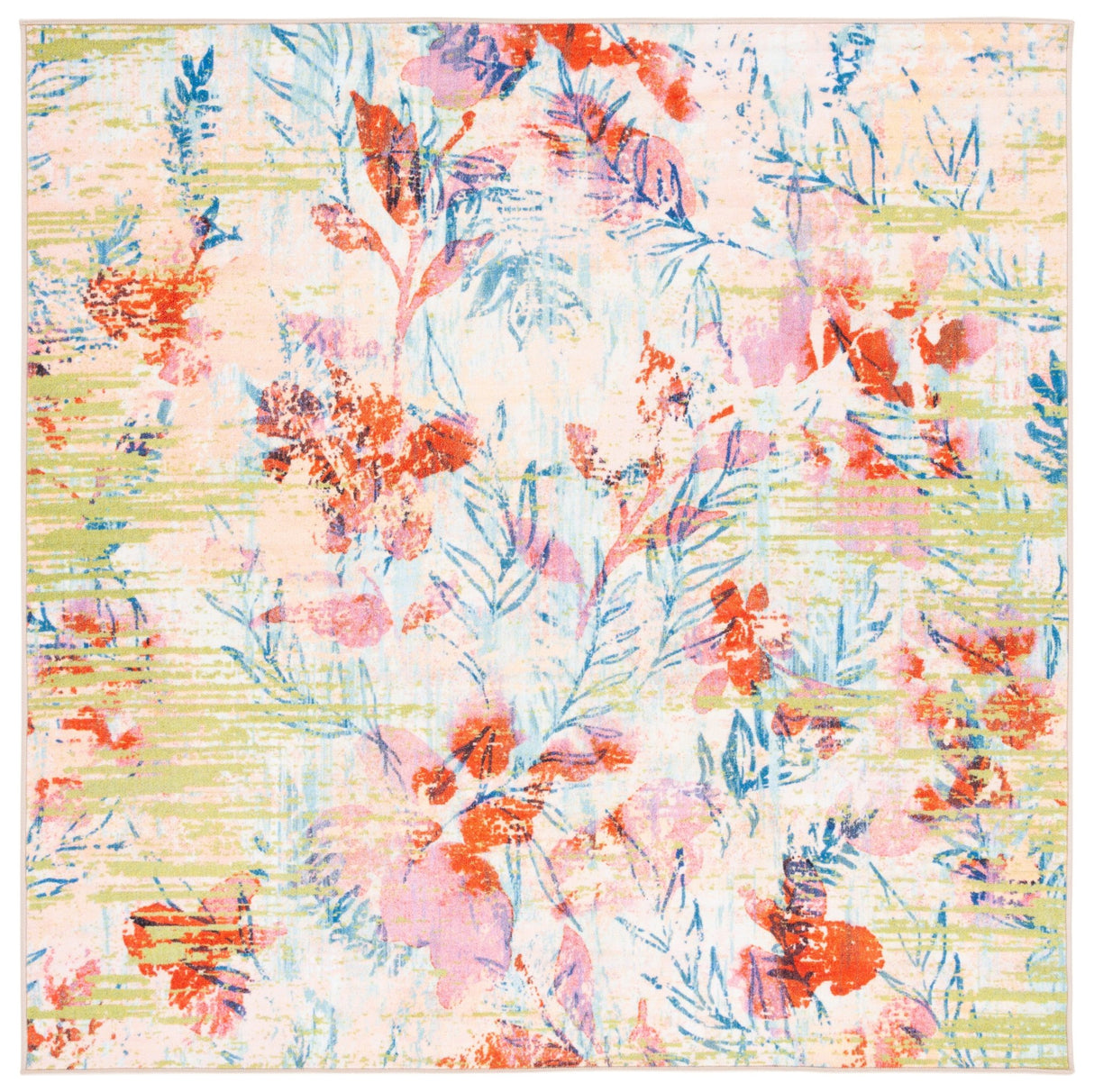 Safavieh Machine Washable Paint Brush Ptb159M Blue/Blush Pink Rug - Safavieh - ptb159m - 7sq