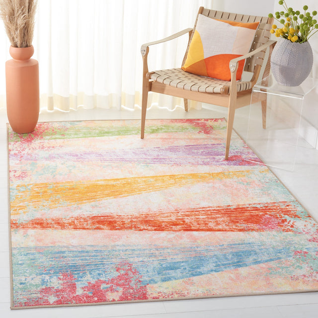 Safavieh Machine Washable Paint Brush Ptb173U Pink/Blue Rug - Safavieh - ptb173u - 5