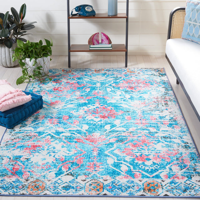 Safavieh Machine Washable Riviera Riv117J Light Blue/Pink Rug - Safavieh - riv117j - 4
