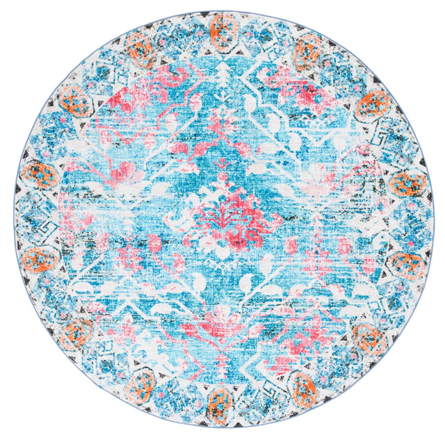 Safavieh Machine Washable Riviera Riv117J Light Blue/Pink Rug - Safavieh - riv117j - 7r
