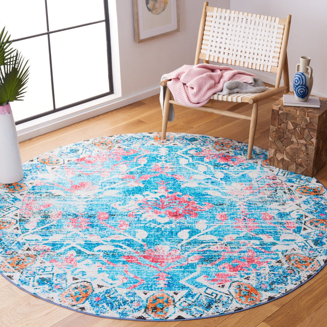 Safavieh Machine Washable Riviera Riv117J Light Blue/Pink Rug - Safavieh - riv117j - 7r