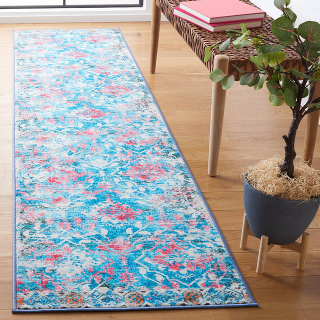 Safavieh Machine Washable Riviera Riv117J Light Blue/Pink Rug - Safavieh - riv117j - 7r