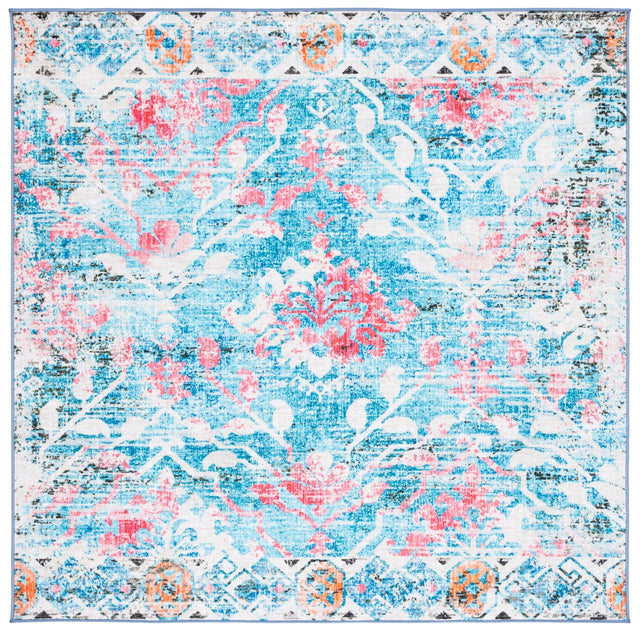 Safavieh Machine Washable Riviera Riv117J Light Blue/Pink Rug - Safavieh - riv117j - 7sq