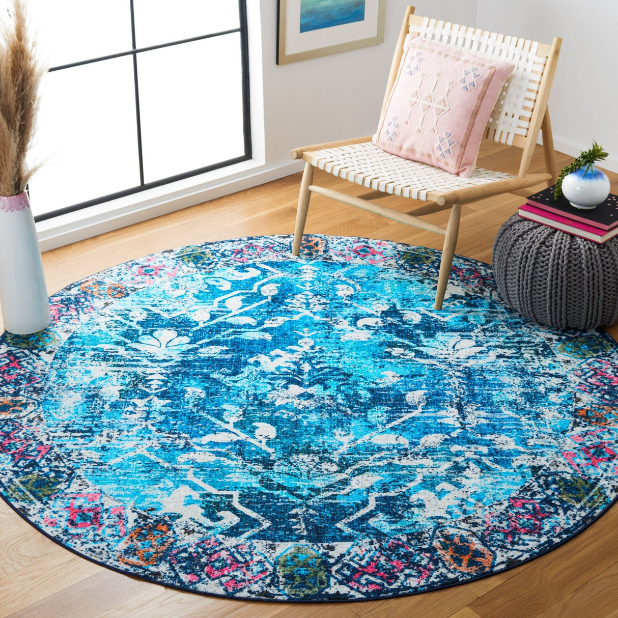 Safavieh Machine Washable Riviera Riv117N Navy/Light Blue Rug - Safavieh - riv117n - 7r
