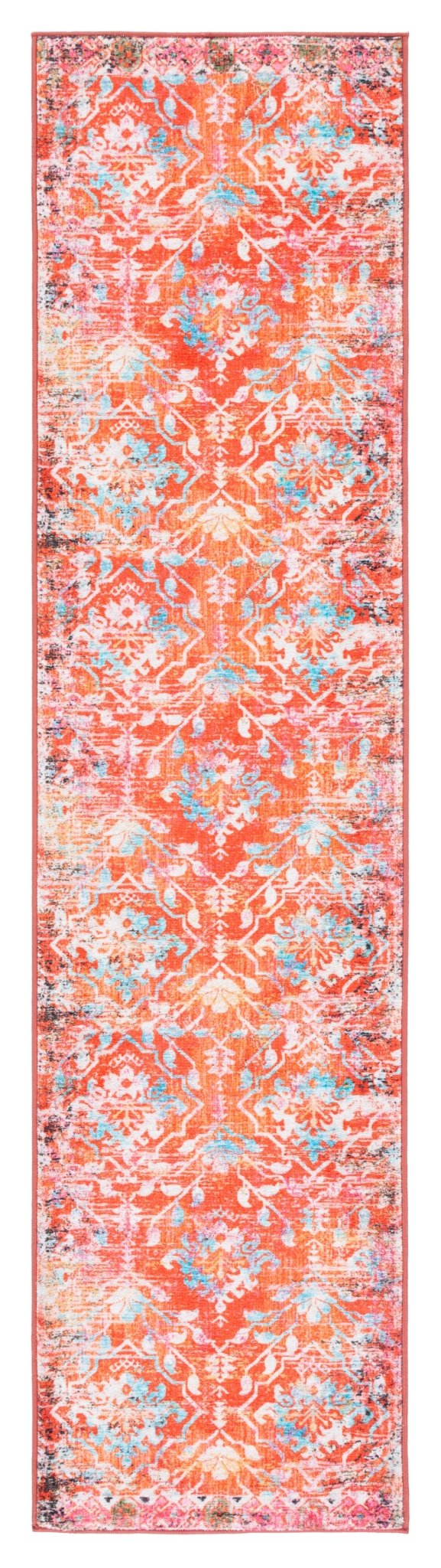 Safavieh Machine Washable Riviera Riv117P Orange/Light Blue Rug - Safavieh - riv117p - 29