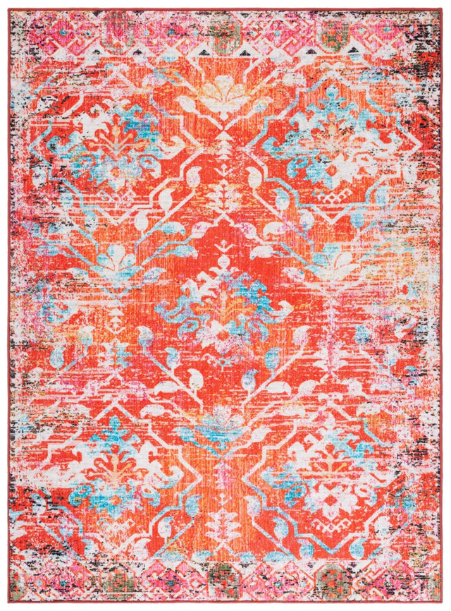 Safavieh Machine Washable Riviera Riv117P Orange/Light Blue Rug - Safavieh - riv117p - 4