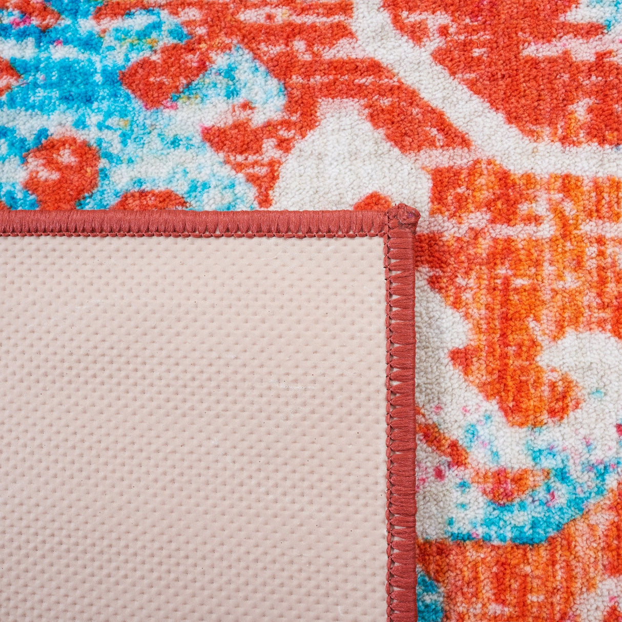 Safavieh Machine Washable Riviera Riv117P Orange/Light Blue Rug - Safavieh - riv117p - 7r