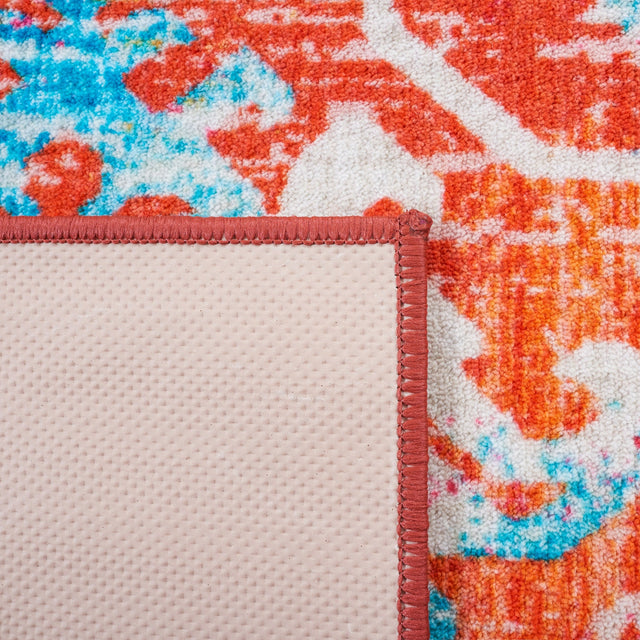 Safavieh Machine Washable Riviera Riv117P Orange/Light Blue Rug - Safavieh - riv117p - 7r