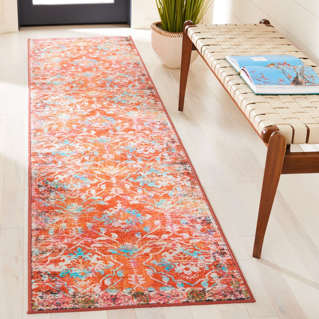 Safavieh Machine Washable Riviera Riv117P Orange/Light Blue Rug - Safavieh - riv117p - 7r