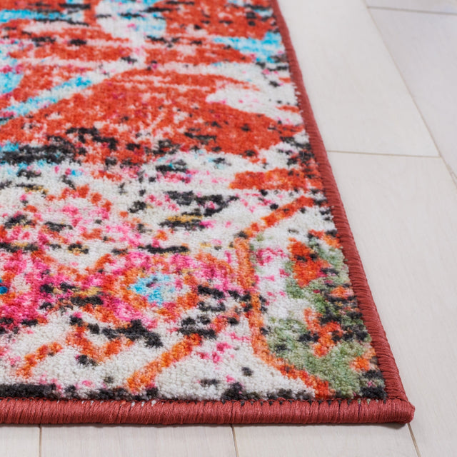 Safavieh Machine Washable Riviera Riv117P Orange/Light Blue Rug - Safavieh - riv117p - 7r