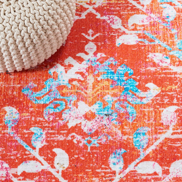 Safavieh Machine Washable Riviera Riv117P Orange/Light Blue Rug - Safavieh - riv117p - 7r