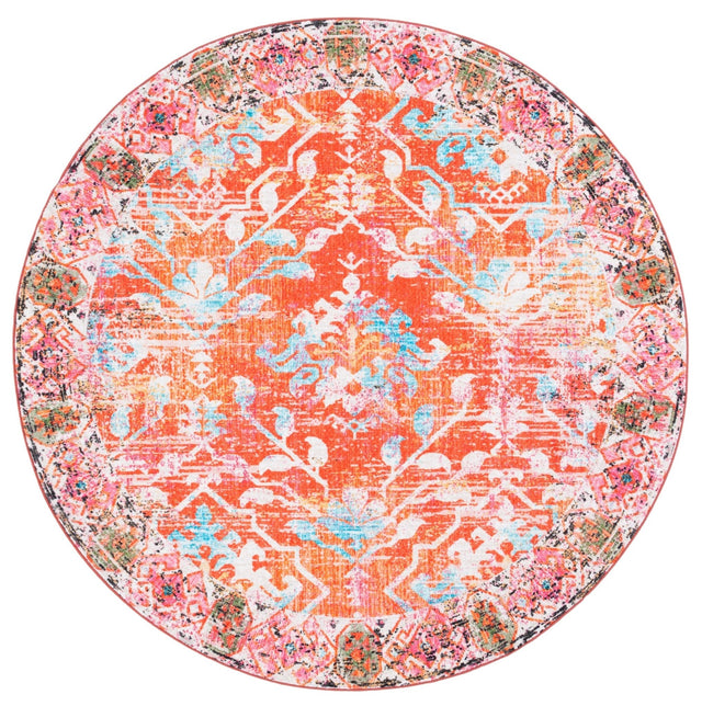 Safavieh Machine Washable Riviera Riv117P Orange/Light Blue Rug - Safavieh - riv117p - 7r