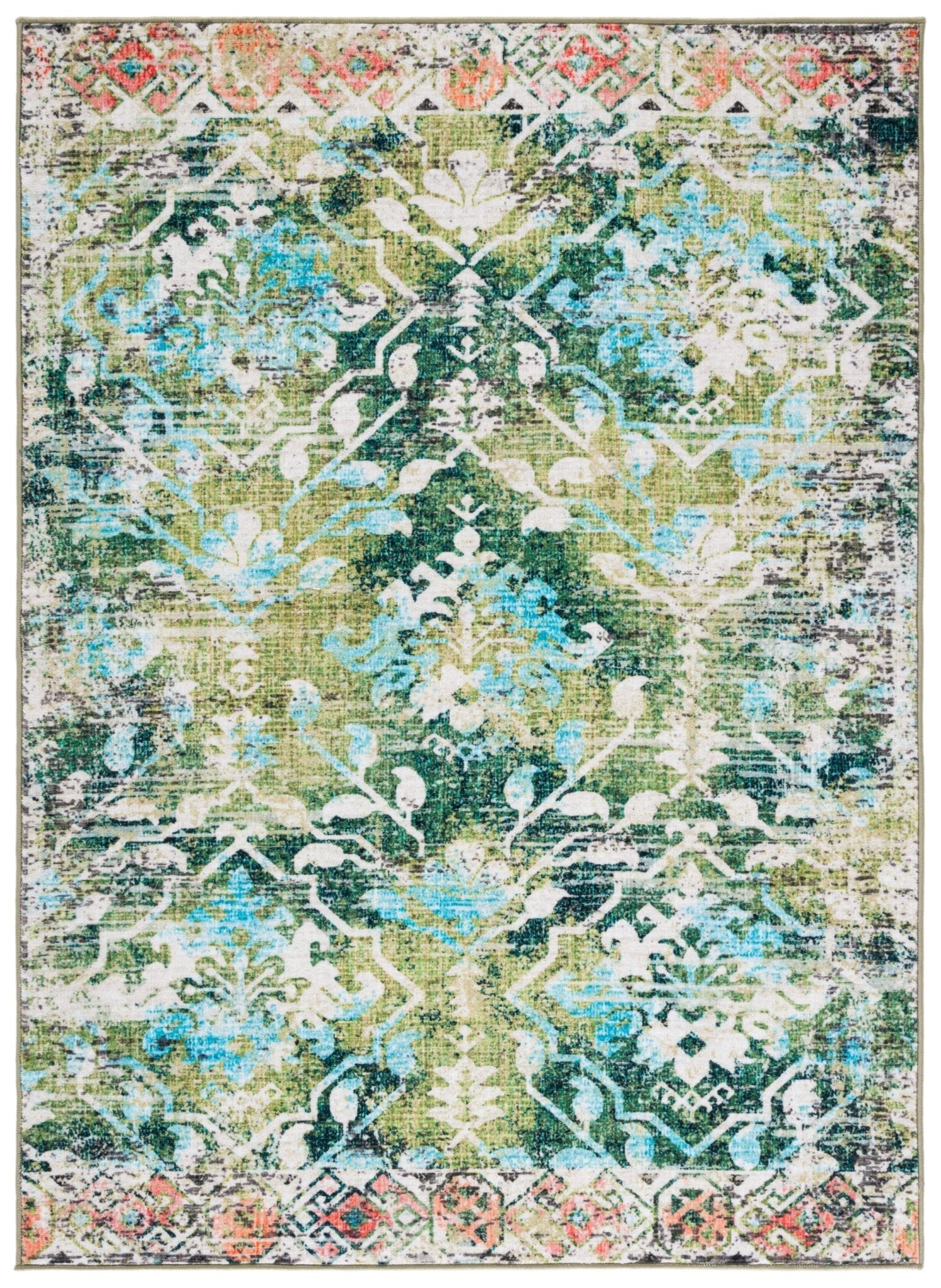 Safavieh Machine Washable Riviera Riv117Y Green/Light Blue Rug - Safavieh - riv117y - 4