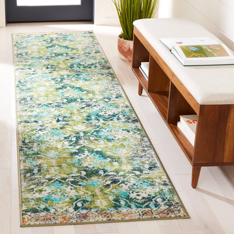 Safavieh Machine Washable Riviera Riv117Y Green/Light Blue Rug - Safavieh - riv117y - 7r