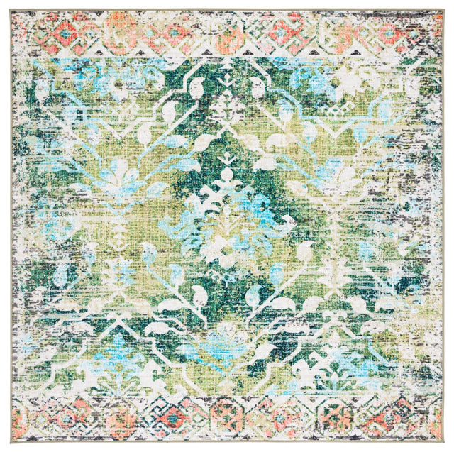 Safavieh Machine Washable Riviera Riv117Y Green/Light Blue Rug - Safavieh - riv117y - 7sq