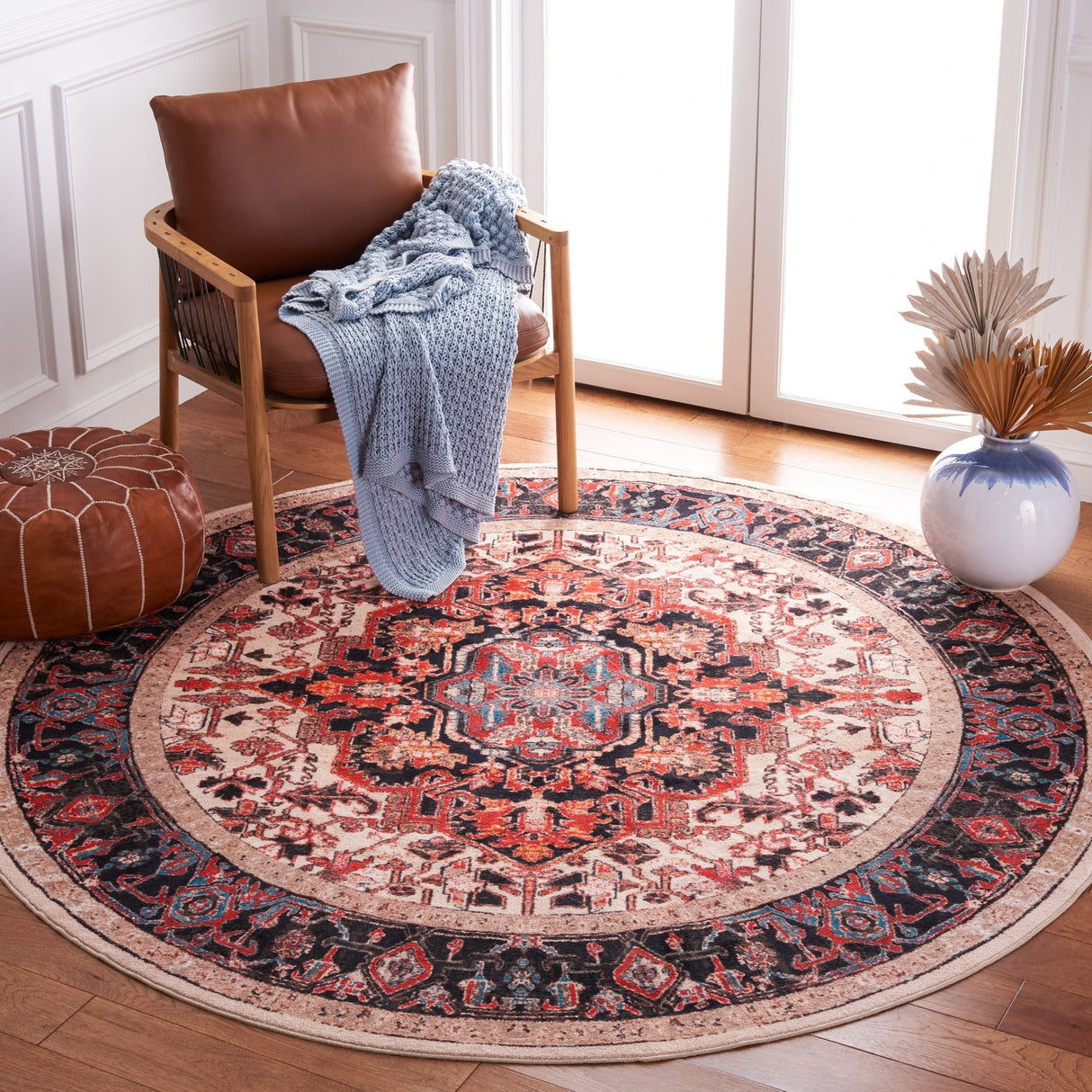 Safavieh Machine Washable Riviera Riv138A Ivory/Blue Rug - Safavieh - riv138a - 7r