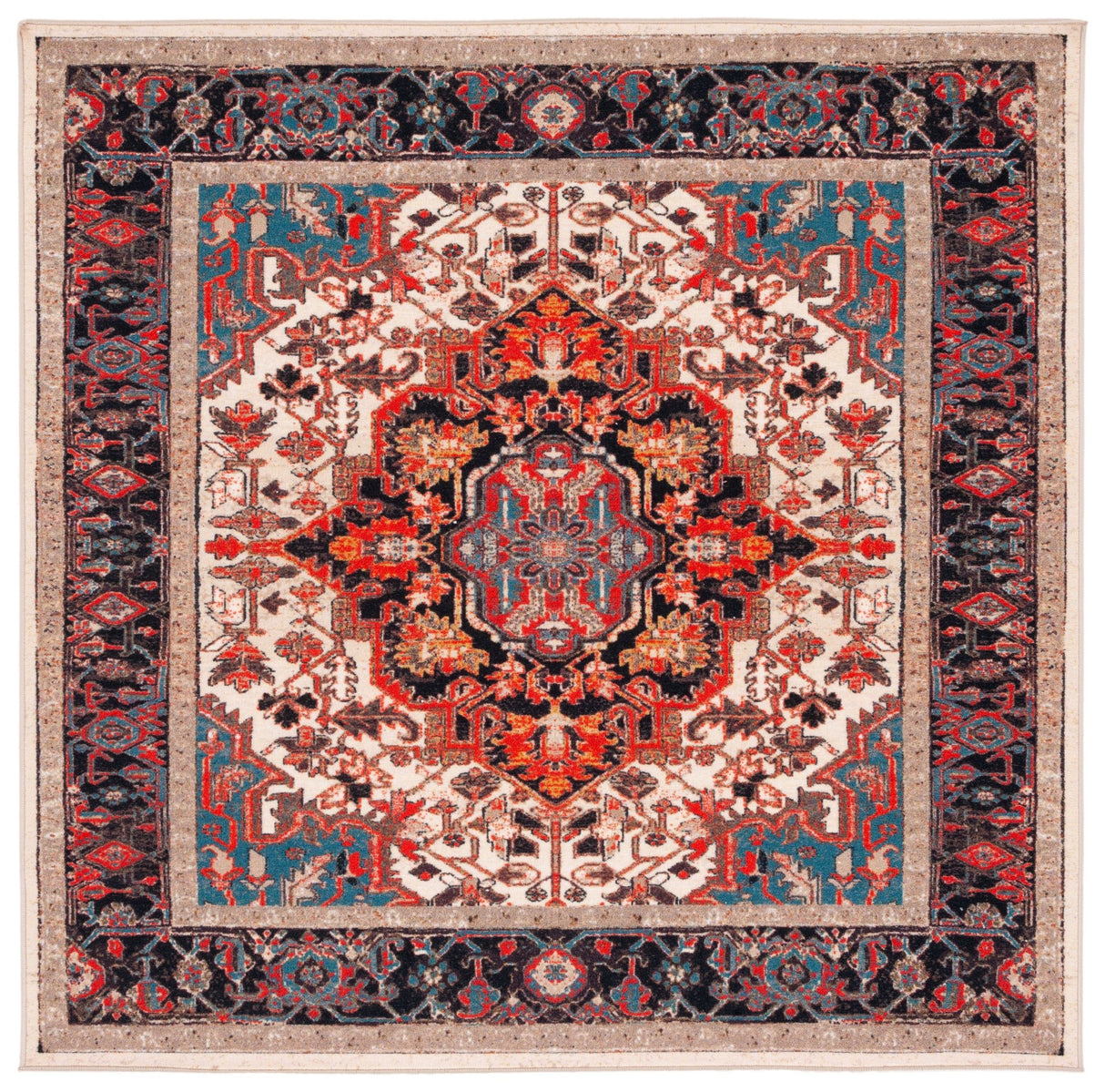 Safavieh Machine Washable Riviera Riv138A Ivory/Blue Rug - Safavieh - riv138a - 7sq