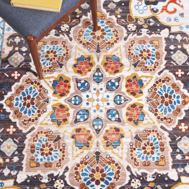 Safavieh Machine Washable Riviera Riv155B Beige/Charcoal Rug - Safavieh - riv155b - 7r