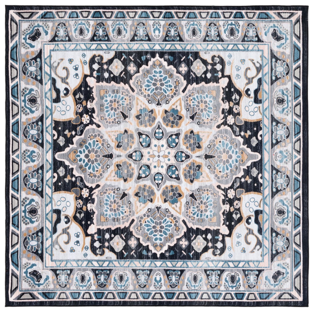 Safavieh Machine Washable Riviera Riv155F Grey/Light Blue Rug - Safavieh - riv155f - 7sq