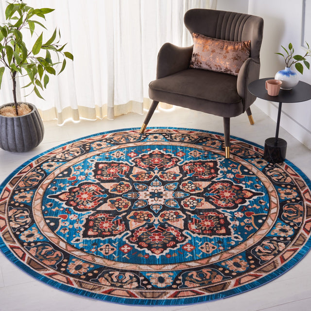 Safavieh Machine Washable Riviera Riv155M Blue/Black Rug - Safavieh - riv155m - 7r