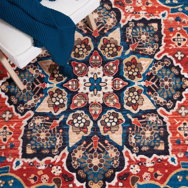 Safavieh Machine Washable Riviera Riv155Z Black/Red Rug - Safavieh - riv155z - 7r