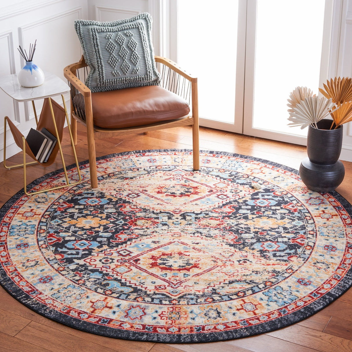 Safavieh Machine Washable Riviera Riv157H Charcoal/Gold Rug - Safavieh - riv157h - 7r