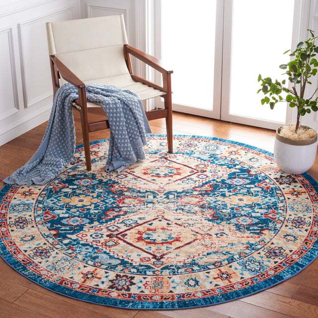 Safavieh Machine Washable Riviera Riv157M Blue/Gold Rug - Safavieh - riv157m - 7r