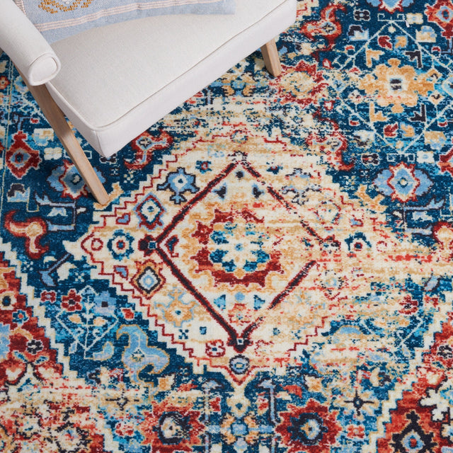 Safavieh Machine Washable Riviera Riv157M Blue/Gold Rug - Safavieh - riv157m - 7r